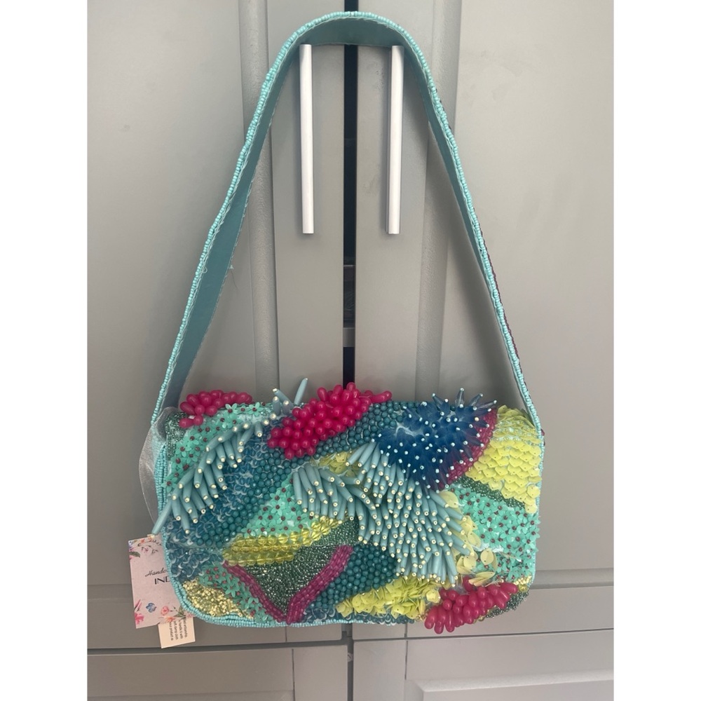 Viral TikTok Handmade Beaded Coastal Coral Reef Shoulder Handbag NWT